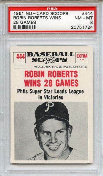 1961 Nu-Card Scoops 444 Robin Roberts PSA NM-MT 8