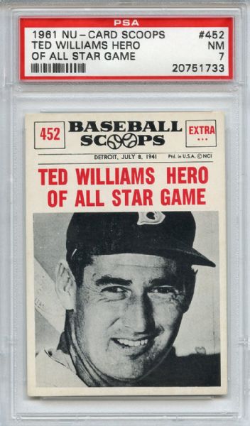 1961 Nu-Card Scoops 452 Ted Williams PSA NM 7
