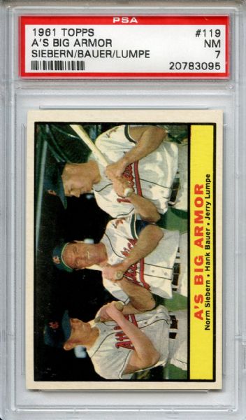 1961 Topps 119 A's Big Armour PSA NM 7