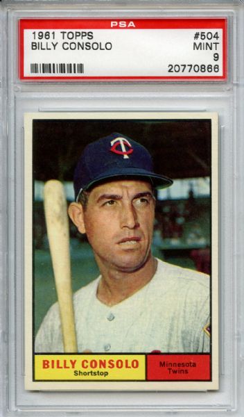 1961 Topps 504 Billy Consolo PSA MINT 9