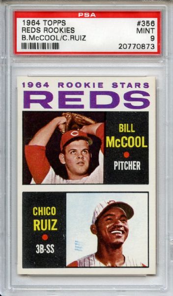 1964 Topps 356 Cincinnati Reds Rookies PSA MINT 9