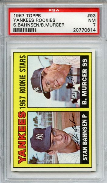 1967 Topps 93 New York Yankees Rookies PSA NM 7