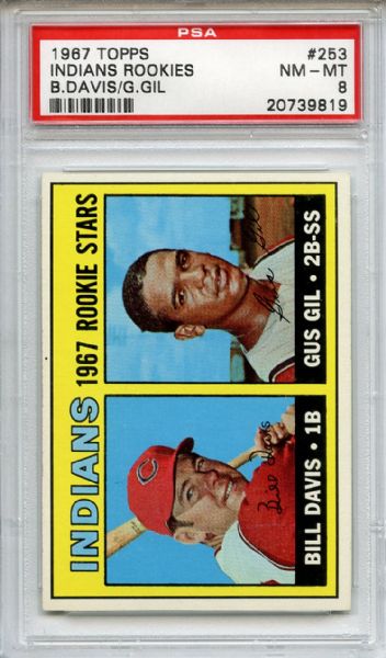 1967 Topps 253 Cleveland Indians Rookies PSA NM-MT 8
