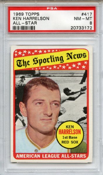 1969 Topps 417 Ken Harrelson All Star PSA NM-MT 8