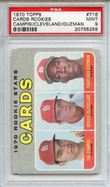 1970 Topps 716 St. Louis Cardinals Rookies PSA MINT 9