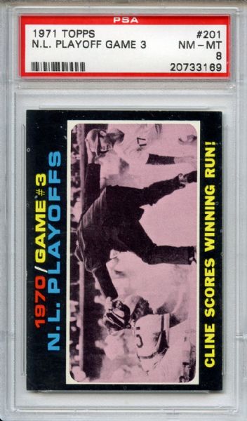 1971 Topps 201 NL Playoff Game 3 PSA NM-MT 8