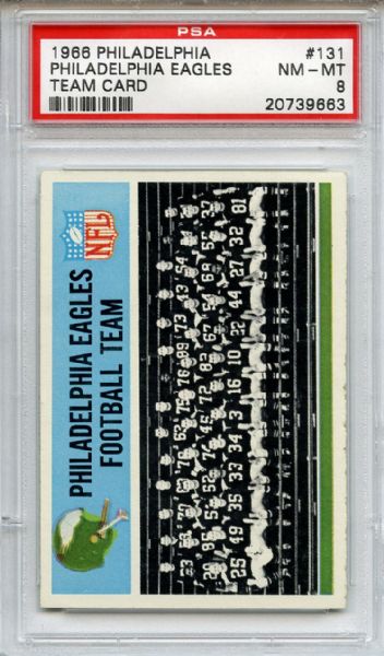 1966 Philadelphia 131 Eagles Team Card PSA NM-MT 8
