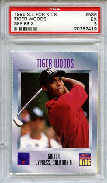 1996 SI For Kids 536 Tiger Woods Rookie PSA EX 5