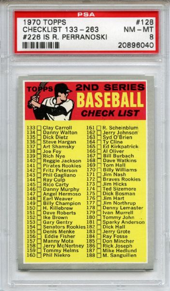 1970 Topps 131 Los Angeles Dodgers Rookies PSA NM-MT 8