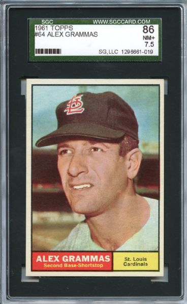 1961 Topps 96 Billy O'Dell SGC NM 84 / 7