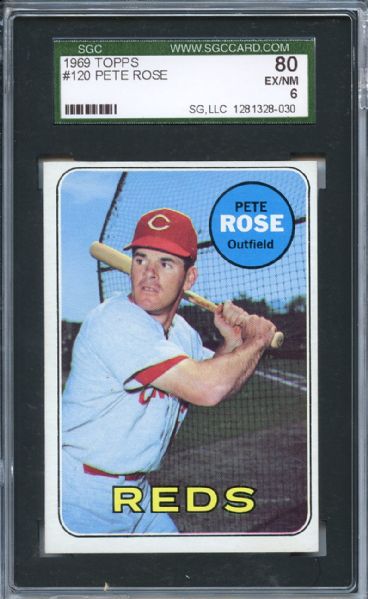1969 Topps 424 Pete Rose All Star SGC NM 84 / 7