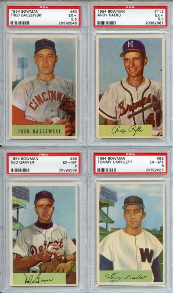 (15) 1954 Bowman Baseball Lot all PSA Graded