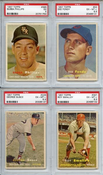 (5) 1957 Topps Baseball Lot All PSA Graded, inc 6.5