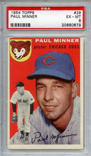 1954 Topps 28 Paul Minner PSA EX-MT 6