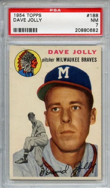 1954 Topps 188 Dave Jolly PSA NM 7