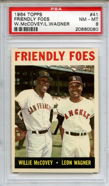 1964 Topps 41 Friendly Foes Willie Mccovey Wagner PSA NM-MT 8