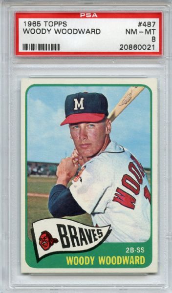 1965 Topps 487 Woody Woodward PSA NM-MT 8