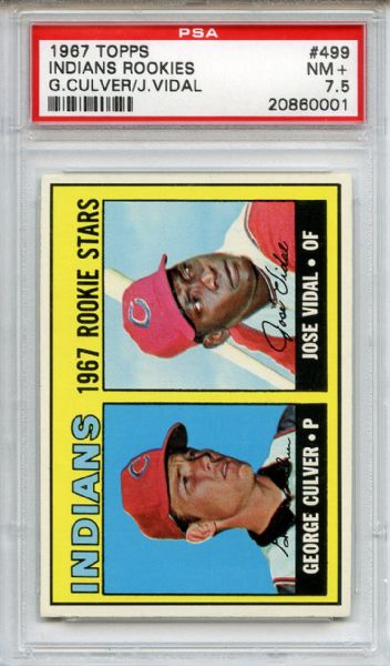 1967 Topps 499 Cleveland Indians Rookies PSA NM+ 7.5