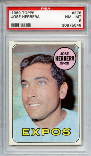 1969 Topps 378 Jose Herrera PSA NM-MT 8