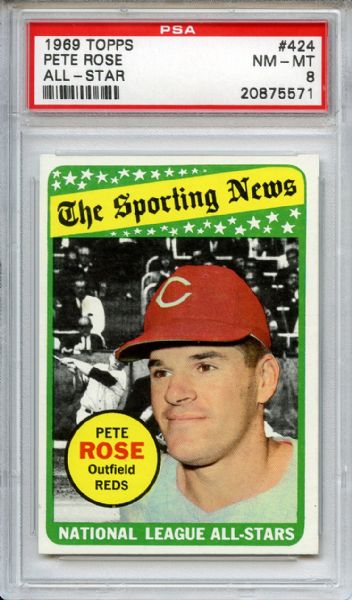 1969 Topps 424 Pete Rose All Star PSA NM-MT 8