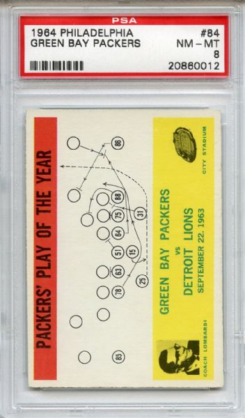 1964 Philadelphia 84 Green Bay Packers Team PSA NM-MT 8