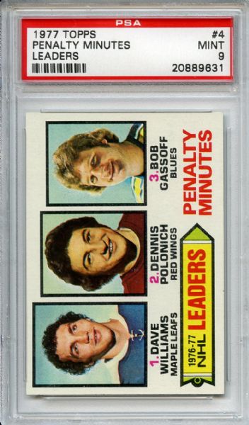 1977 Topps 4 Penalty Minutes Leaders PSA MINT 9