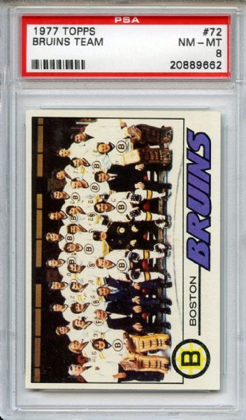 1977 Topps 72 Bruins Team PSA NM-MT 8