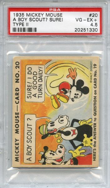 1935 Mickey Mouse Type 2 20 A Bout Scure? Sure! PSA VG-EX+ 4.5