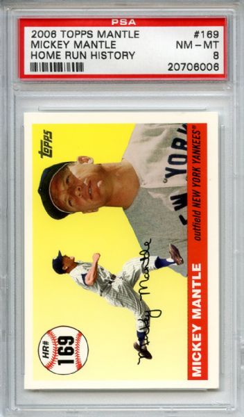 2006 Topps 169 Mickey Mantle Home Run History PSA NM-MT 8