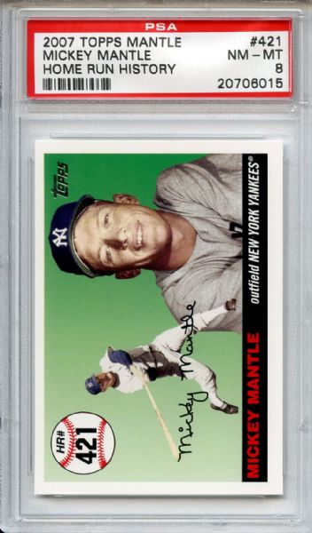 2007 Topps 421 Mickey Mantle Home Run History PSA NM-MT 8