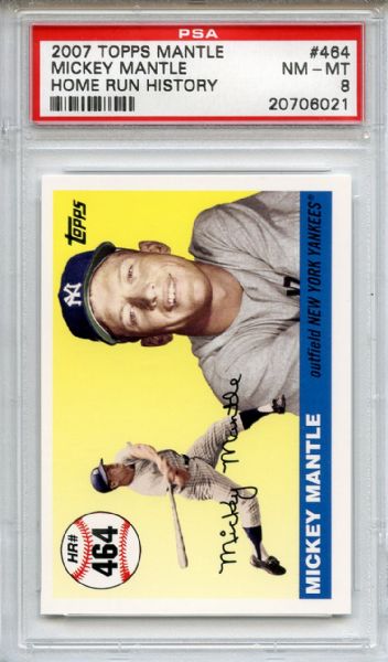 2007 Topps 464 Mickey Mantle Home Run History PSA NM-MT 8