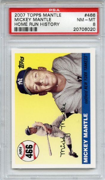 2007 Topps 466 Mickey Mantle Home Run History PSA NM-MT 8