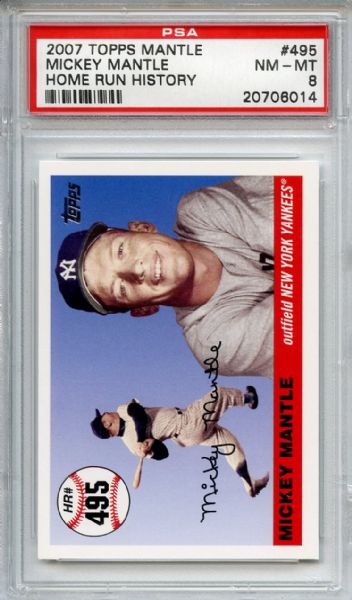2007 Topps 495 Mickey Mantle Home Run History PSA NM-MT 8