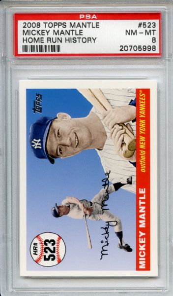 2008 Topps 523 Mickey Mantle Home Run History PSA NM-MT 8