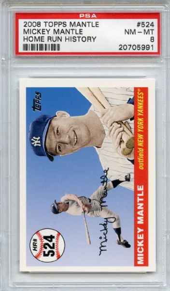 2008 Topps 524 Mickey Mantle Home Run History PSA NM-MT 8