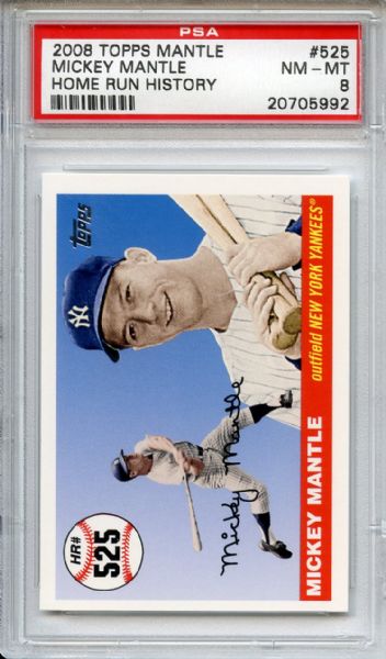 2008 Topps 525 Mickey Mantle Home Run History PSA NM-MT 8