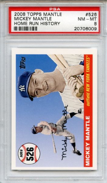 2008 Topps 526 Mickey Mantle Home Run History PSA NM-MT 8