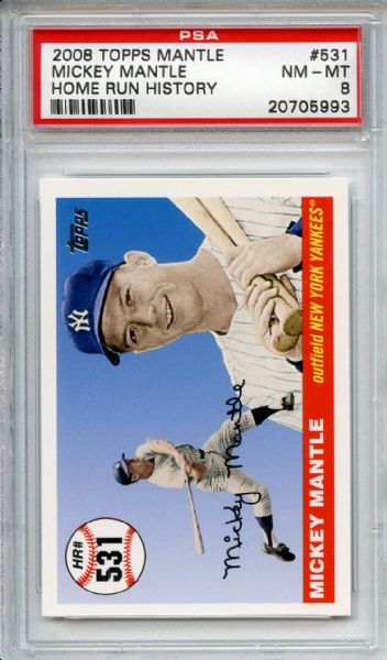 2008 Topps 531 Mickey Mantle Home Run History PSA NM-MT 8