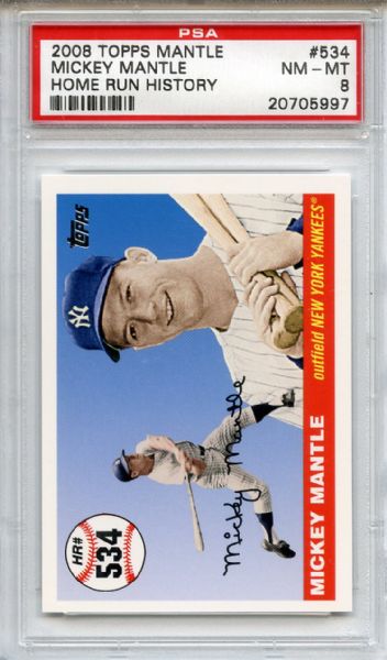 2008 Topps 534 Mickey Mantle Home Run History PSA NM-MT 8