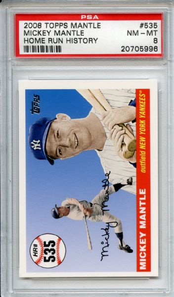 2008 Topps 535 Mickey Mantle Home Run History PSA NM-MT 8