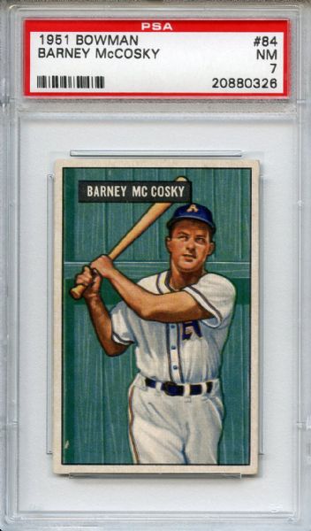 1951 Bowman 84 Barney McCosky PSA NM 7