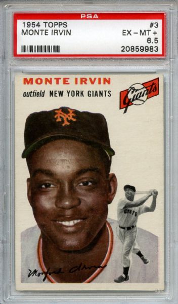 1954 Topps 3 Monte Irvin PSA EX-MT+ 6.5