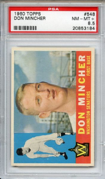 1960 Topps 548 Don Mincher PSA NM-MT+ 8.5