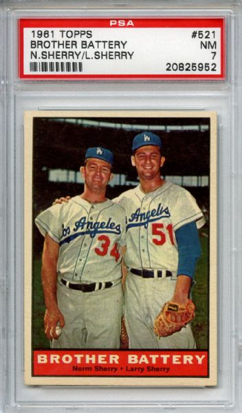 1961 Topps 521 Brother Battery PSA NM 7
