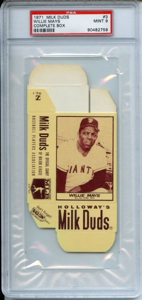 1971 Milk Duds Complete Box 3 Willie Mays PSA MINT 9