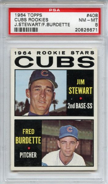 1964 Topps 408 Chicago Cubs Rookies PSA NM-MT 8