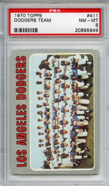 1970 Topps 411 Los Angeles Dodgers Team PSA NM-MT 8