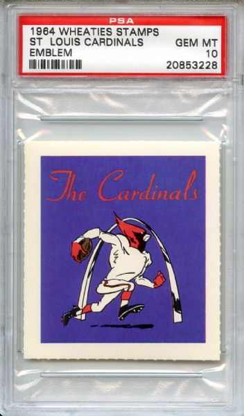 1964 Wheaties Stamps St. Louis Cardinals Emblem PSA GEM MT 10