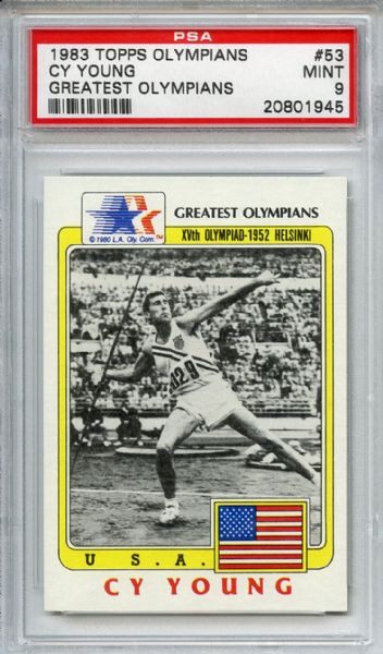 1983 Topps Olympians 53 Cy Young PSA MINT 9