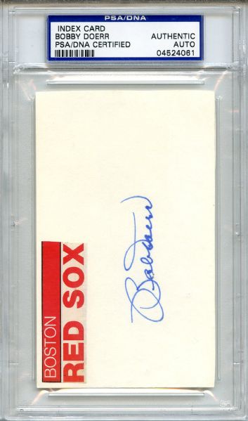 Bobby Doerr Signed 3 x 5 Index Card PSA/DNA
